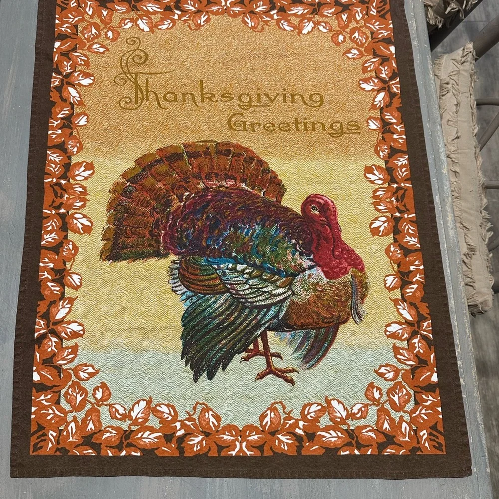 Williams Sonoma Vintage Thanksgiving Greetings Decor Set of Two
